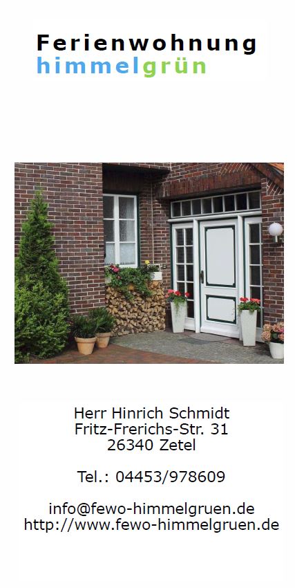 Flyer Ferienwohnung himmelgrün